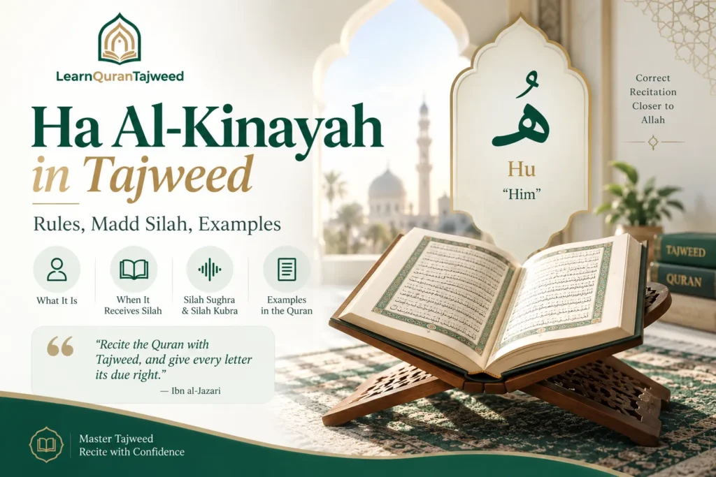Ha Al-Kinayah/Damir in Tajweed — Rules, Madd Silah, Examples